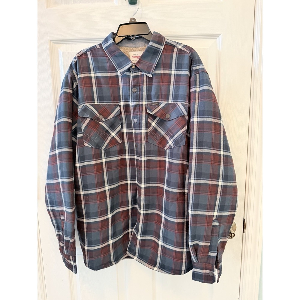 NWT Wrangler Fleece Lined Flannel Shirt Jacket Men's XL Plaid Snap Front